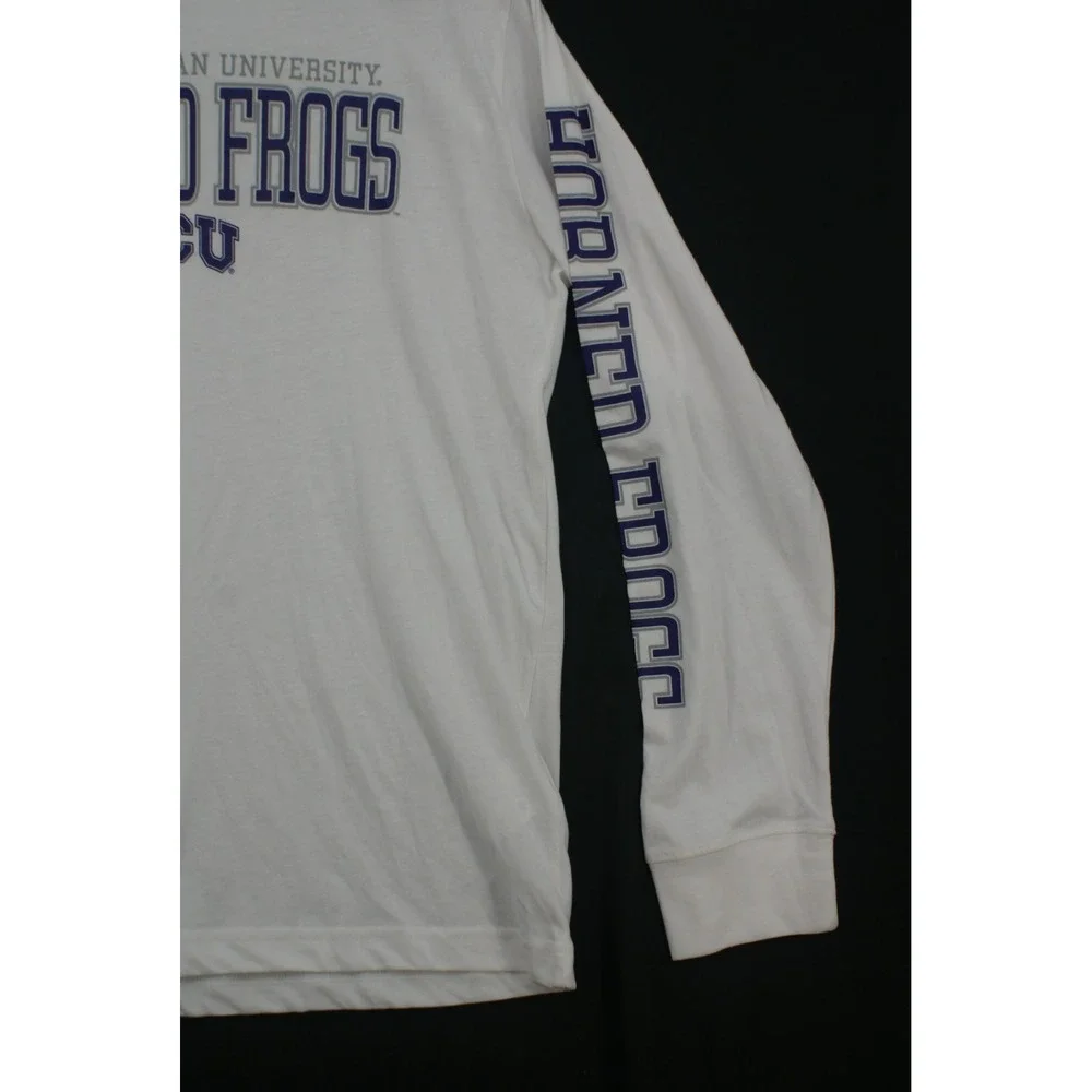 TCU Horned Frogs Shirt Mens L White Rivalry Threads 91 Long Sleeve NWT NCAA
